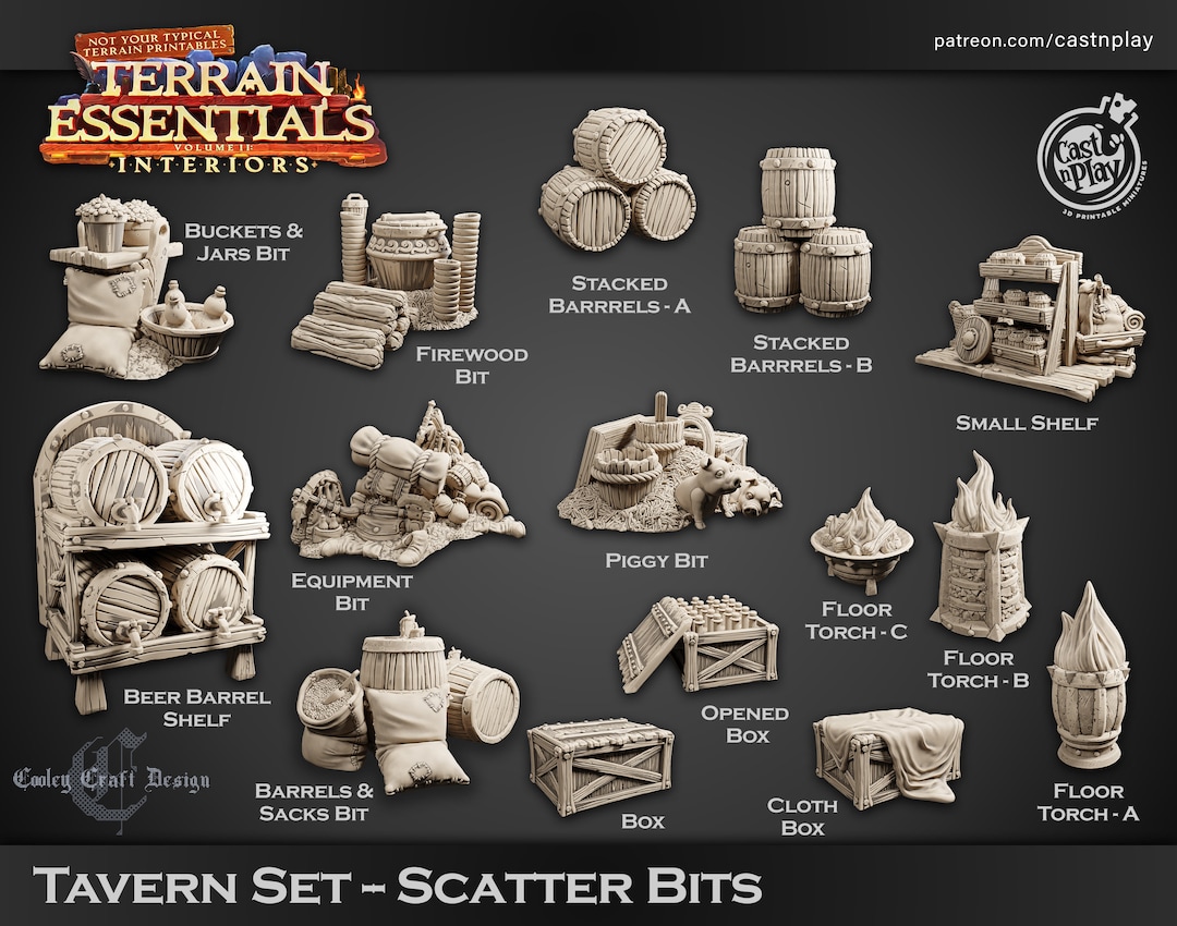 Tavern Scatter Bits - Props | 3D Printed Minis | D&amp;D | Props | Gaming ...