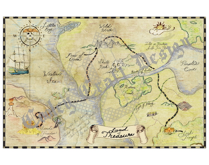 Kids Pirate Treasure Map - Digital - Etsy