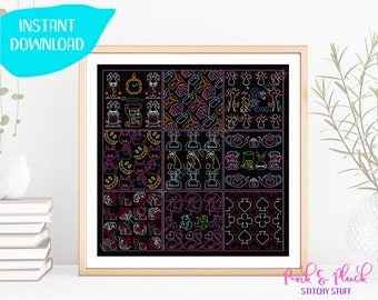 Alice in Wonderland Modern Blackwork Embroidery Pattern Instant PDF Download