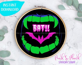 What We Do In The Shadows Modern Embroidery Pattern pdf Vampire Teeth BAT!!  | Pink and Pluck | TV Show Funny