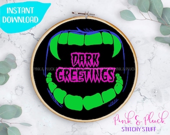 What We Do In The Shadows Modern Embroidery Pattern pdf Vampire Teeth Dark Greetings!!  | Pink and Pluck | TV Show Funny