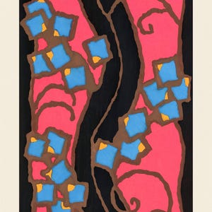 E.A. Seguy Baum und Blätter, Art Deco Druck, botanische Illustration, bunte Wandkunst