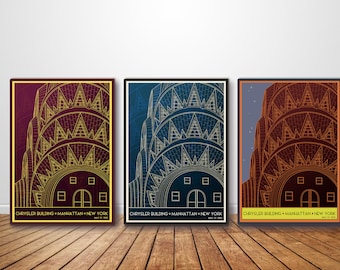 Chrysler Building Art Print, Manhattan New York, Vintage Style Poster, Architecture Wall Art