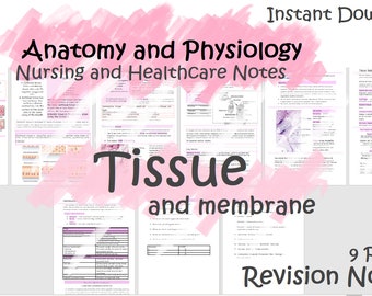 9 pages -Tissue Nursing revision notes,- Anatomy and physiology. Undergraduate nursing notes. Biology. healthcare, basics,revision.