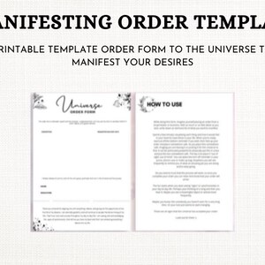 Universe Order Form - PRINTABLE TEMPLATE