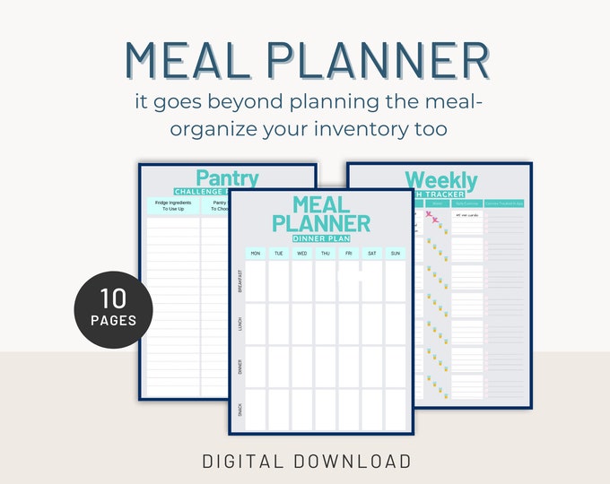 Weekly Meal Planner, Monthly Dinner Planner, Food Inventory, Planner Printable, Planner, Goal Planner, 2021 Goals, Budget Planner