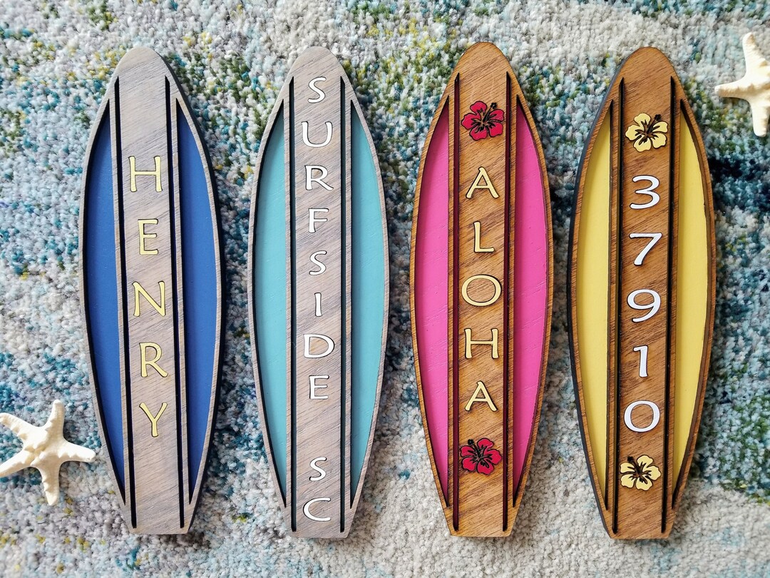 Colorful Surfboards Wall Decor Personalized Name Surfboard Etsy