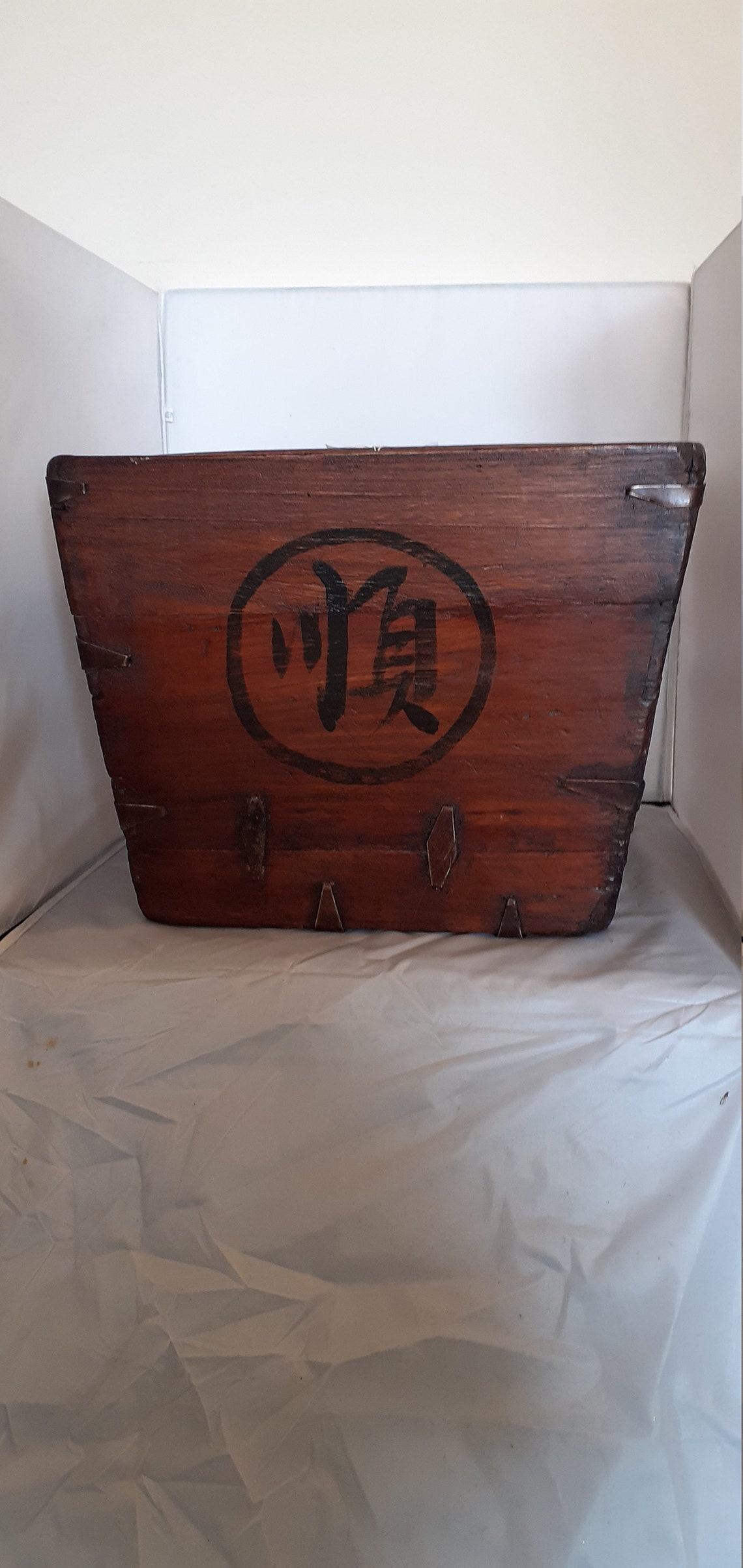 Antique Chinese Wooden Rice Bucket Etsy