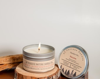 Cedar and Birch Soy Candle | Sauna (Sow-na) Scent, 8 oz Tin