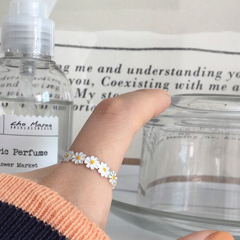 Daisy Silver Adjustable Ring Open Flower Ring Sunflower Etsy