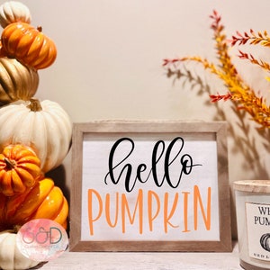 Fall sign, Fall decor coffee sign, Fall Farmhouse sign, Hello Pumpkin, Rustic sign, coffee bar sign, wood sign, tiered tray sign, gift