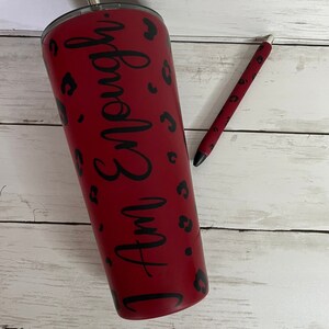 Matte Leopard Print Tumbler, I AM ENOUGH, Tumblers, Leopard Print Tumblers, Matte Finish, Tumbler, 32oz Slim Tumbler