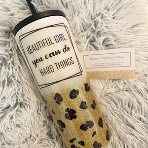 Personalized Glitter Ombre Leopard Print Tumbler, Glitter Tumbler, Leopard Print Tumbler, Beautiful Girl Tumbler, Sparkle Tumbler