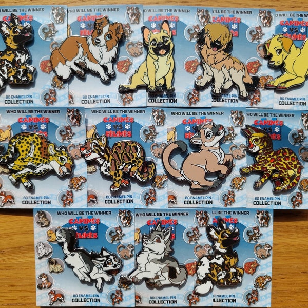 Fursona Pins Canines vs Felines Enamel Pins