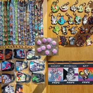 Fursona Pins Facemasks, Lanyards, Wristbands, Keyrings and other Merch