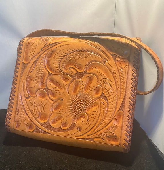 Tooled Leather Purse Squash Blossom - Gem