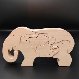 6-in-1 houten olifantenpuzzel op bestelling gemaakt