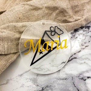 Remorque de cartable personnalisable pour l’inscription scolaire en verre acrylique | Pendentif sac à dos | Cartable | Idée cadeau Inscription à l’école Garçon/Fille