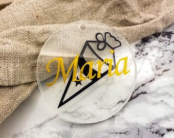 Remolque de mochila escolar personalizable para la inscripción escolar hecho de vidrio acrílico | | colgante de mochila | de la mochila escolar Idea de regalo Matrícula escolar Niño/Niña