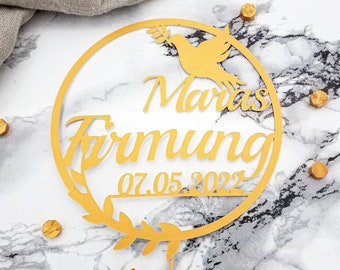 Cake Topper zur Firmung mit personalisierbaren Namen und Datum