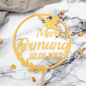 Cake Topper zur Firmung mit personalisierbaren Namen und Datum