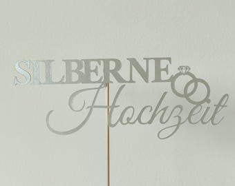 Adorno para tarta de bodas de plata, decoración para tarta.