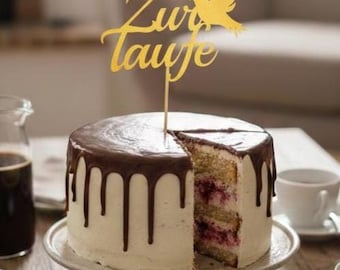 Adorno para tarta de bautizo con nombres y fecha personalizados