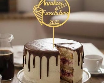 Adorno para tarta de primer día de cole con nombre y fecha personalizados | Escolar | Primer día de cole | Primer día de cole