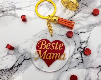 Llavero personalizable Best Mom hecho de vidrio acrílico