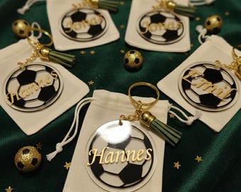 Juego de 5 llaveros de fútbol de cristal acrílico | Personalizado | Set de regalo | Regalo de Navidad | Regalo de amigo invisible | Recuerdo de fiesta