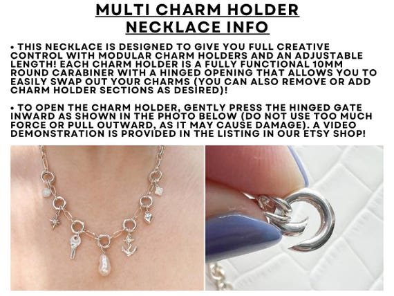 Sterling Silver Multiple Charm Holder Necklace - 925 Silver Charm