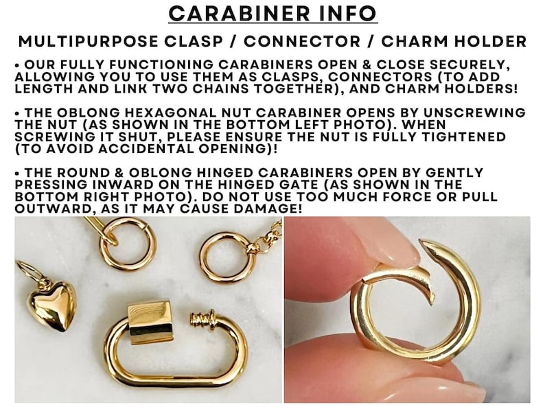 Sterling Silver Paperclip Carabiner Chain - 8.6mm Paperclip Chain Carabiner Necklace Silver - Open Chain with Loop Ring for Carabiner Silver image 8