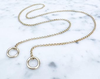 Gold Filled Rolo Chain Carabiner Necklace - 1.4mm Dainty Gold Fill Rolo Chain Vermeil Carabiner - Open Chain with Loop Ring for Carabiner