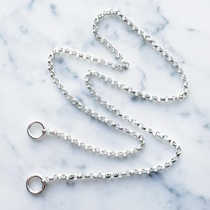 Sterling Silver Rolo Chain Carabiner Necklace - 2.3mm Medium Rolo Carabiner Chain Silver - Open Chain with Loop Ring for Carabiner Silver