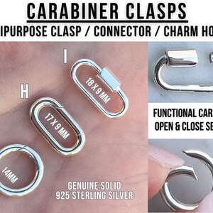 Sterling Silver Paperclip Carabiner Chain - 8.6mm Paperclip Chain Carabiner Necklace Silver - Open Chain with Loop Ring for Carabiner Silver image 2