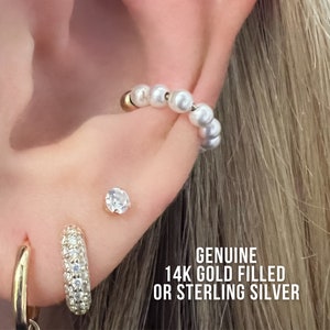 Pearl Ear Cuff No Piercing - Gold Filled Pearl Ear Cuff Silver - Freshwater Pearl Ear Cuff Sterling Silver - Ear Cuff Set - Gifts for Her