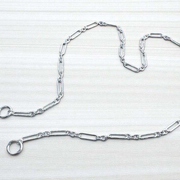 Collar con mosquetón y cadena de plata de ley estilo trombón - Cadena victoriana de 10,7 mm con mosquetón Albert - Cadena abierta con anillas para mosquetón