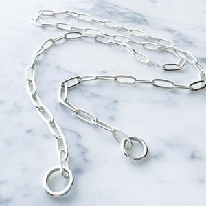 Sterling Silver Paperclip Carabiner Chain - 8.6mm Paperclip Chain Carabiner Necklace Silver - Open Chain with Loop Ring for Carabiner Silver