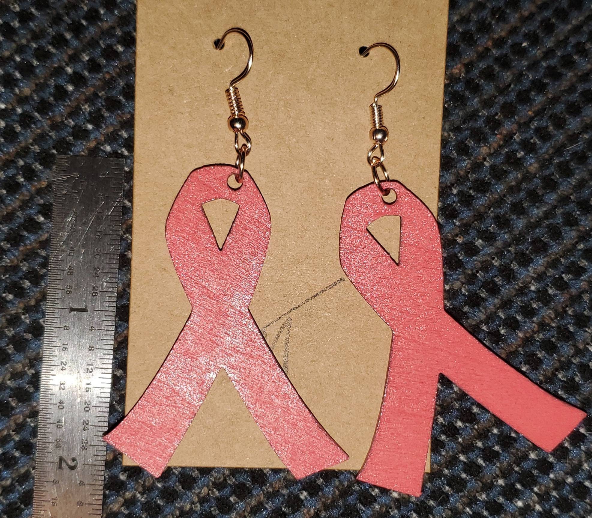 Breast Cancer Awareness Ribbon Earrings Etsy