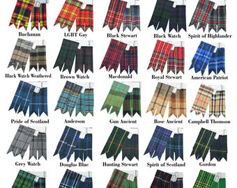 Scottish Men's Tartan Kilt  Flashes Available in 70+ Tartans Flashes