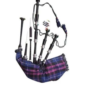 Scottish Great Highland Bagpipes Silver mounts Rosewood Pride Of Scotland Tartan