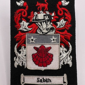 Saban Family Crest blazer Badge Hand Embroidered Bullion and Wire Family Crest Badges