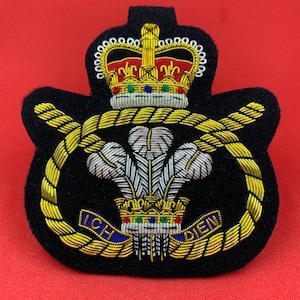 The Welsh Regiment Blazer Badge ICH DIEN Bullion And Wire Badge Blazer Badge British Army Military Hand Embroidered Regimental Badges