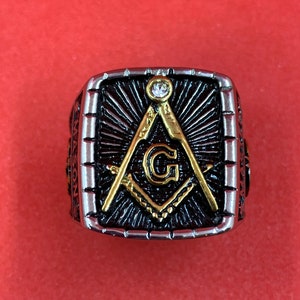 Masonic Master Mason Stainless Steel Ring Freemason Gold Tone Men’s Ring Masonic Men’s Ring And Jewellery