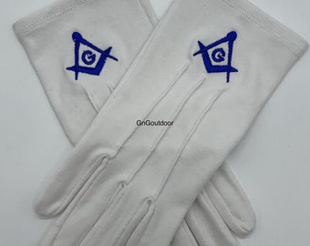 Masonic Regalia witte handschoenen vierkante en kompas geborduurde ambachtelijke witte handschoenen