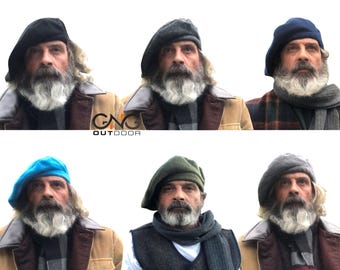 Men&#39;s Wool Scot Bonnet Tam Hat Highlander Scottish Traditional Kilt Beret Available in 8 Colors