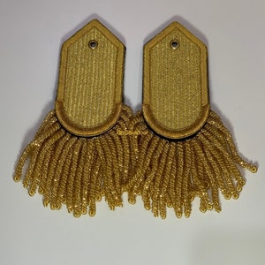 Gold Bullion Shoulder Epaulettes With Heavy Fringe Embroidered Shoulder Board Military Style Shoulder Board Epaulettes