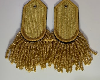 Charreteras de hombro en lingotes de oro con flecos pesados, hombrera bordada, hombrera de estilo militar