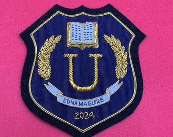 Customised Hand Embroidered Bullion And Wire Crest Blazer Badges Custom Made Golf Football Cricket Clubs University Collages School Badges