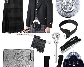 Completo da uomo con giacca Argyle, 9 pezzi e kilt, abito tradizionale, disponibile in oltre 50 colori tartan.